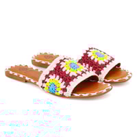 Kadın Bordo Triko Örgülü Terlik