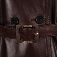 Kadın Bordo Yakalı Deri Trençkot