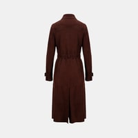 Kadın Bordo Yakalı Süet Deri Trençkot