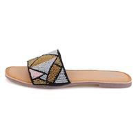 Kadın Çok Renkli Boncuk İşlemeli Terlik