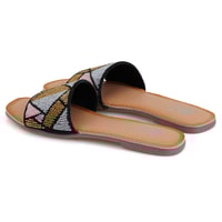 Kadın Çok Renkli Boncuk İşlemeli Terlik