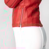 Kadın Deri Fit Panelli Biker Ceket