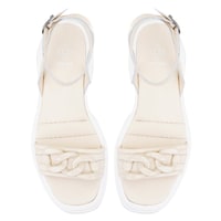 Kadın Ekru Deri Sandalet
