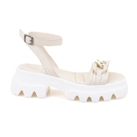 Kadın Ekru Deri Sandalet