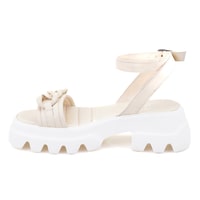 Kadın Ekru Deri Sandalet