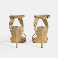 Kadın Gold Simli Bantlı Topuklu Abiye Sandalet