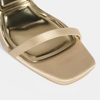 Kadın Gold Toka Detaylı Topuklu Abiye Sandalet