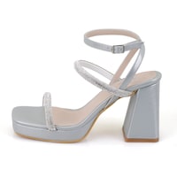 Kadın Gri Ayarlanabilir Tokalı Topuklu Sandalet