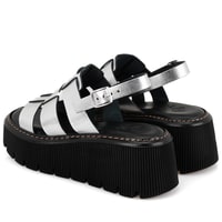 Kadın Gri Dolgu Tabanlı Deri Sandalet