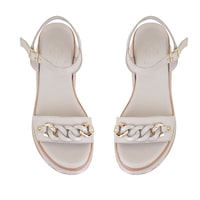 Kadın Gri Topuklu Deri Sandalet