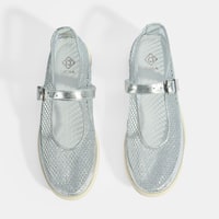 Kadın Gümüş Ayarlanabilir Tokalı File Detaylı Ayakkabı