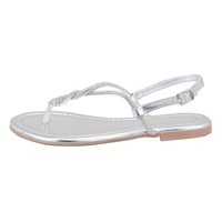 Kadın Gümüş Ayarlanabilir Tokalı Terlik