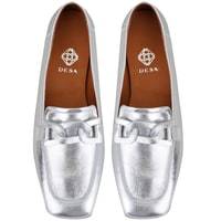 Kadın Gümüş Deri Loafer