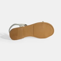 Kadın Gümüş Lastik Bantlı Taşlı Sandalet