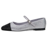 Kadın Gümüş Parlak Taş Detaylı Mary Jane Babet