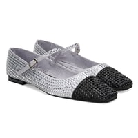 Kadın Gümüş Parlak Taş Detaylı Mary Jane Babet