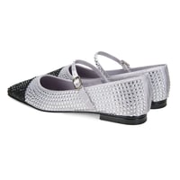 Kadın Gümüş Parlak Taş Detaylı Mary Jane Babet