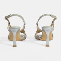 Kadın Gümüş Simli Topuklu Abiye Sandalet