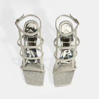 Kadın Gümüş Toka Detaylı Topuklu Abiye Sandalet