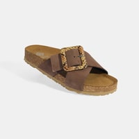 Kadın Kahve Ayarlanabilir Toka Detaylı Süet Terlik