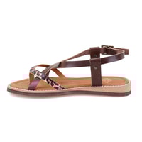 Kadın Kahve Ayarlanabilir Tokalı Deri Sandalet