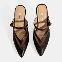 Kadın Kahve Ayarlanabilir Tokalı Deri Abiye Topuklu Terlik