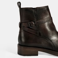 Kadın Kahve Ayarlanabilir Tokalı Deri Bot