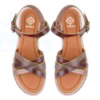 Kadın Kahve Ayarlanabilir Tokalı Deri Sandalet