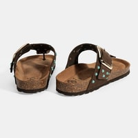 Kadın Kahve Ayarlanabilir Tokalı Parmak Arası Terlik