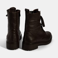 Kadın Kahve Bağcıklı Deri Postal Bot