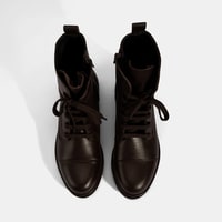 Kadın Kahve Bağcıklı Deri Postal Bot