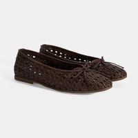 Kadın Kahve Fiyonk Detaylı Örgü Babet