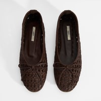 Kadın Kahve Fiyonk Detaylı Örgü Babet