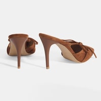 Kadın Kahve Fiyonk Detaylı Süet Topuklu Abiye Ayakkabı