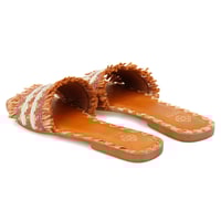 Kadın Kahve Hasır Örgülü Terlik