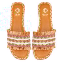 Kadın Kahve Hasır Örgülü Terlik