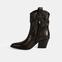 Kadın Kahve Kalın Topuklu Deri Bot