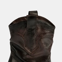 Kadın Kahve Kalın Topuklu Deri Bot