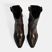 Kadın Kahve Kalın Topuklu Deri Bot