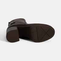 Kadın Kahve Kalın Topuklu Deri Bot