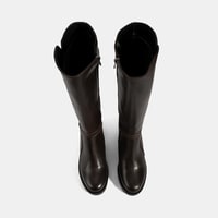 Kadın Kahve Kalın Topuklu Deri Çizme