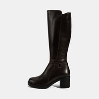 Kadın Kahve Kalın Topuklu Deri Çizme