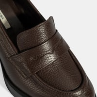 Kadın Kahve Kalın Topuklu Deri Loafer