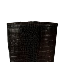 Kadın Kahve Kroko Baskılı Kalın Topuklu Deri Çizme