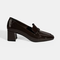 Kadın Kahve Kroko Baskılı Topuklu Rugan Loafer