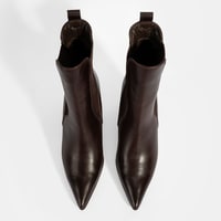 Kadın Kahve Lastikli Topuklu Deri Bot