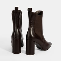 Kadın Kahve Lastikli Topuklu Deri Bot