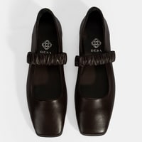 Kadın Kahve Mary Jane Deri Babet