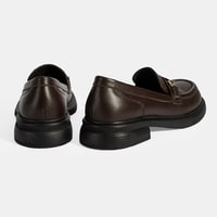 Kadın Kahve Metal Toka Detaylı Deri Loafer