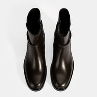 Kadın Kahve Metal Toka Detaylı Fermuarlı Deri Bot